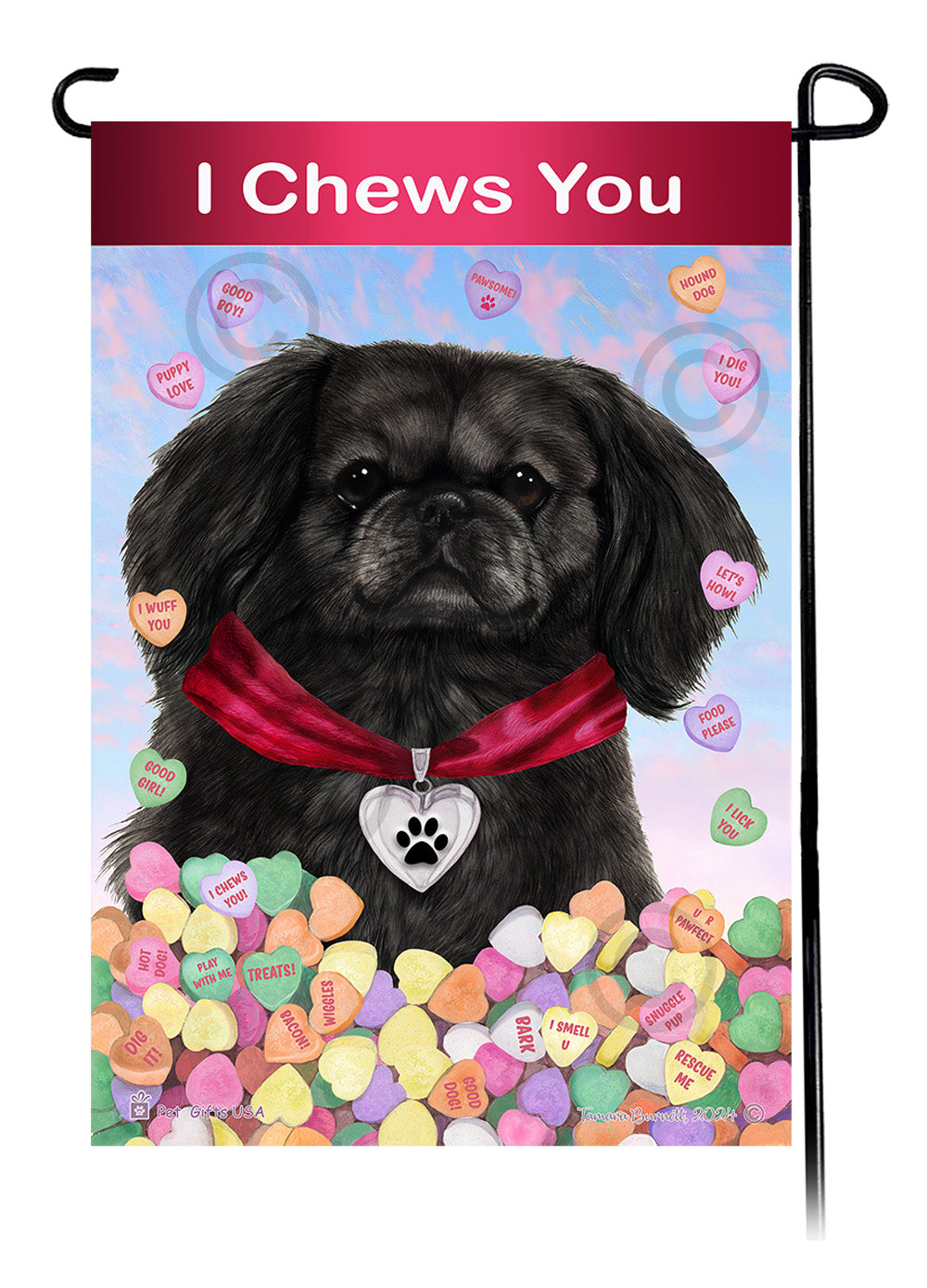 Pekingese Valentine Sweetheart Garden Flags