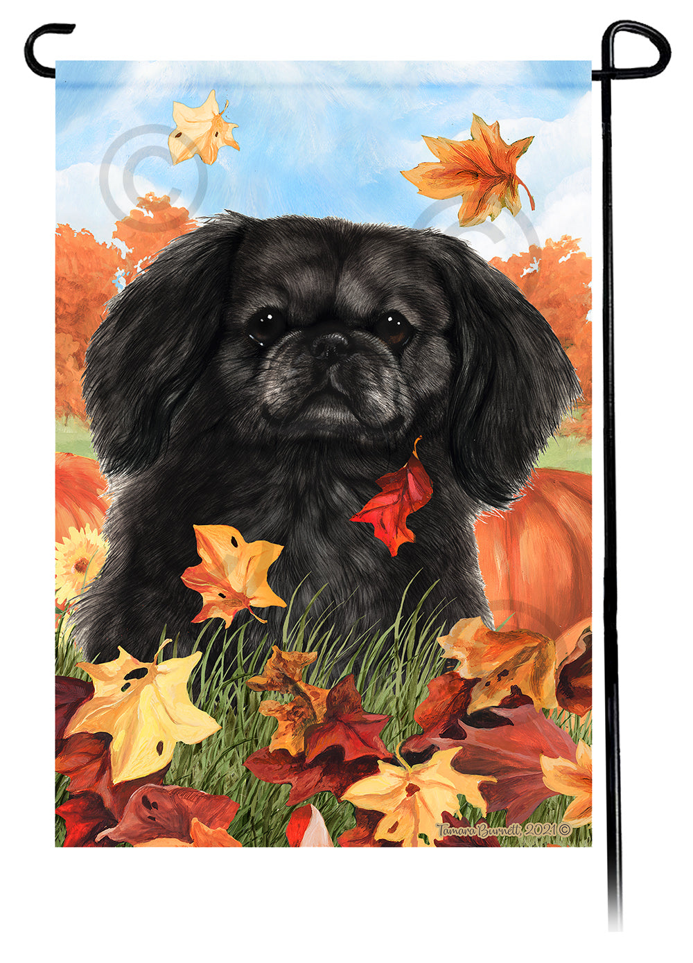 Pekingese Falling Leaves Garden Flags
