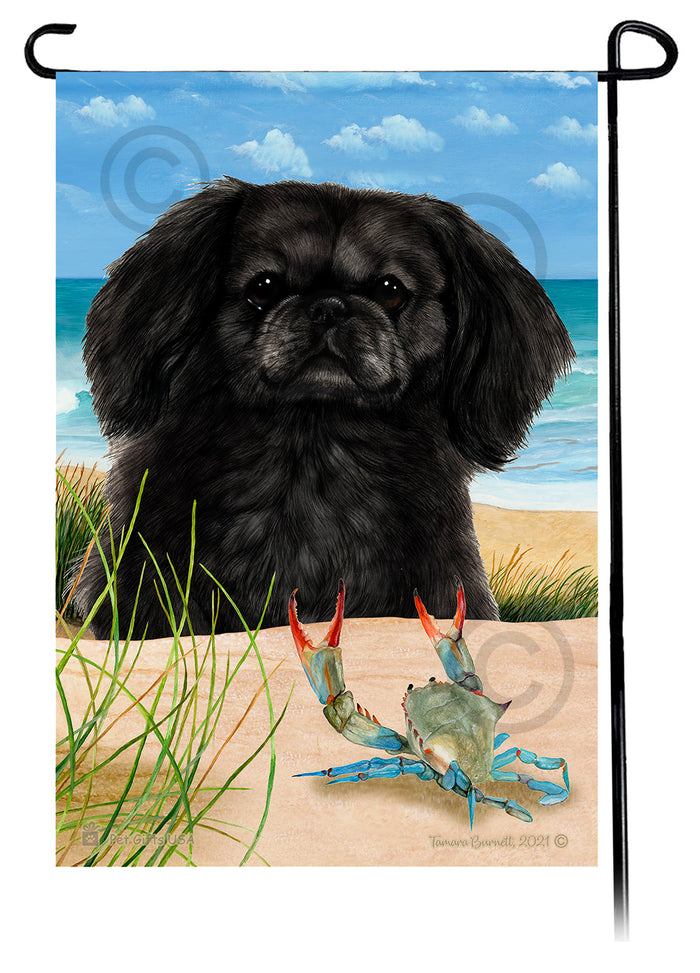 Pekingese Summer Flowers Garden Flag