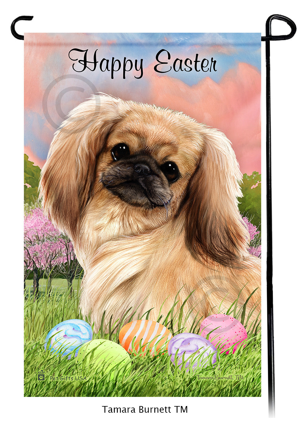 Pekingese Happy Easter - Garden Flag