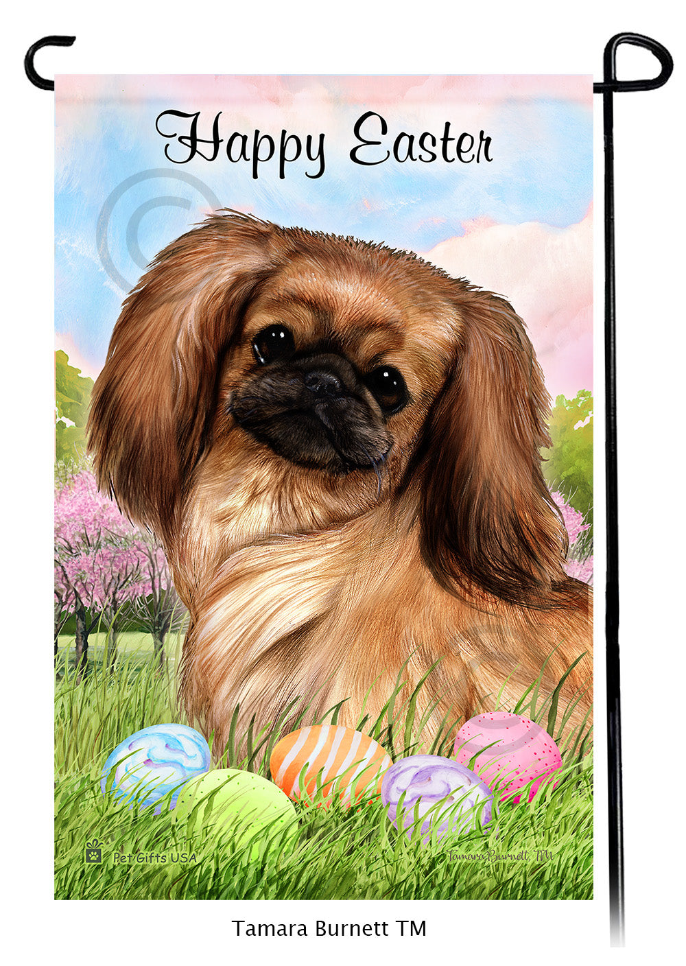 Pekingese Happy Easter - Garden Flag