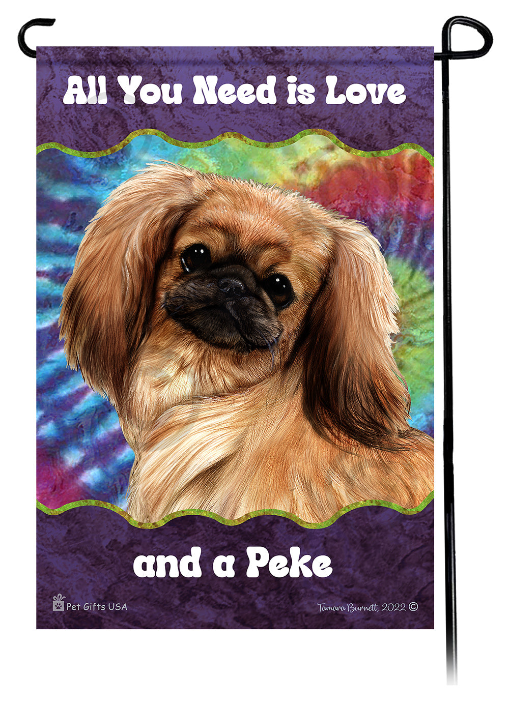 Pekingese All You Need Is Love Garden Flag