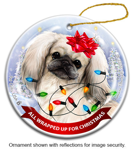 Pekingese White Ornament