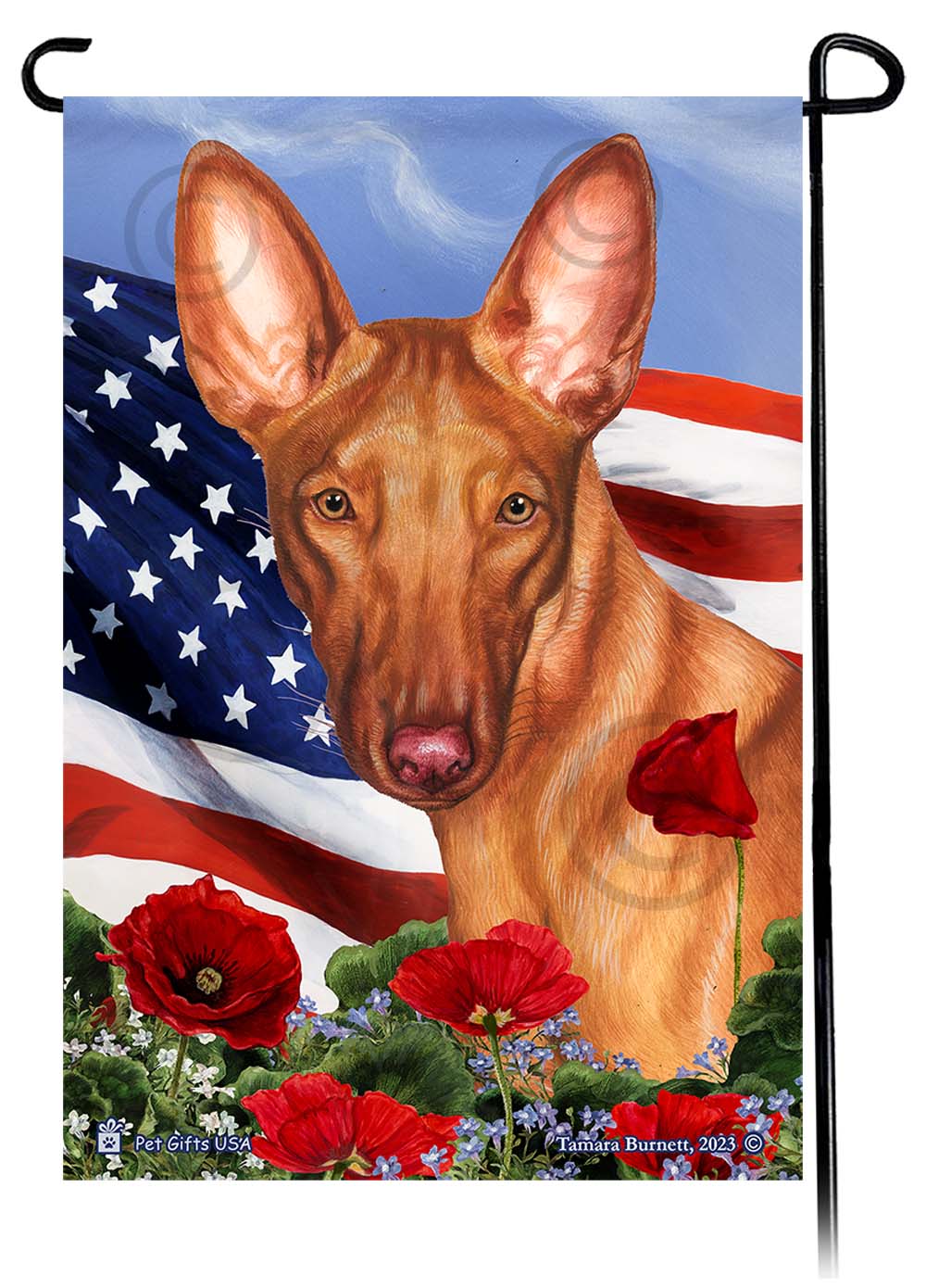 Pharaoh Hound Patriotic Flowers Garden Flags