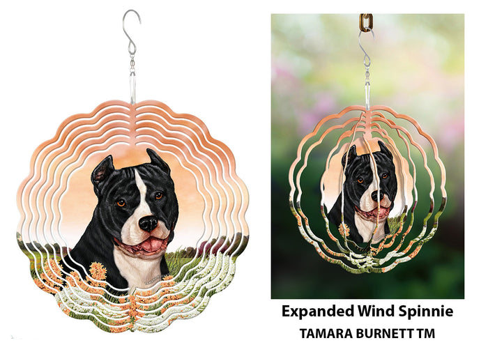 Pit Bull Black and White Cropped Wind Spinner