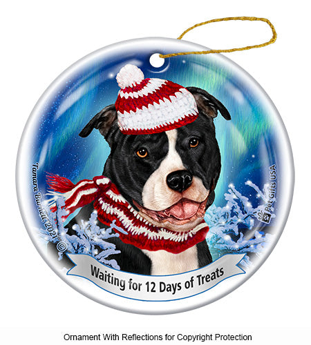 Pit Bull Uncropped Black and White Ornament