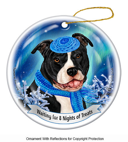 Pit Bull Uncropped Black and White Ornament