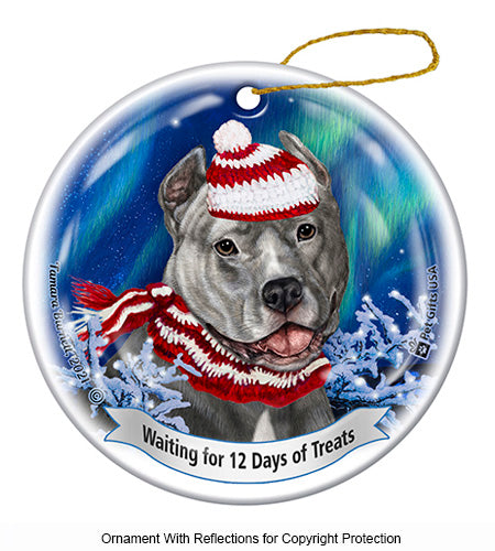 Pit Bull Cropped Blue Ornament