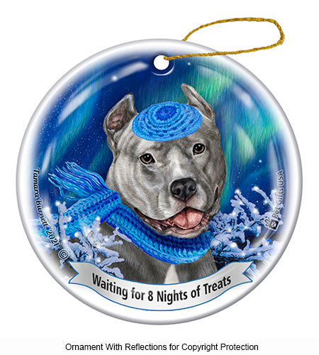 Pit Bull Cropped Blue Ornament