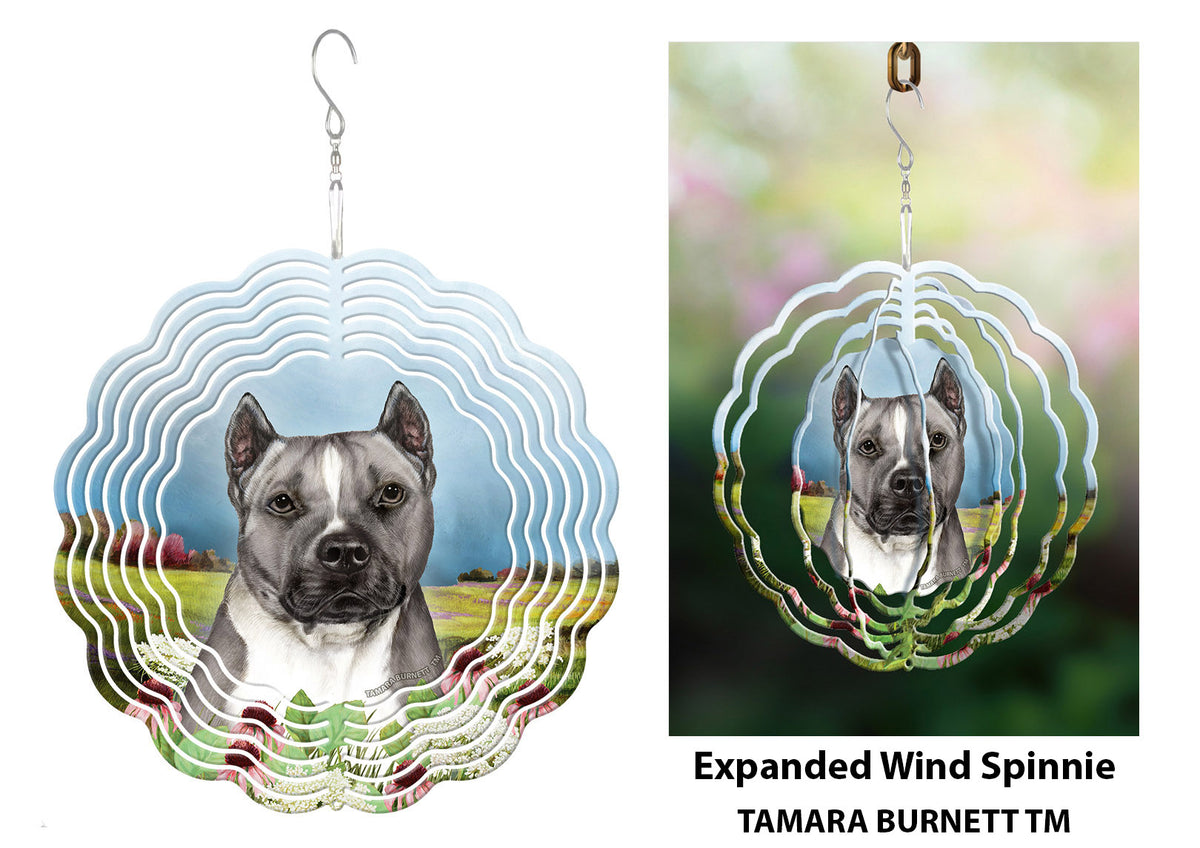 Pit Bull Blue And White Cropped Wind Spinner