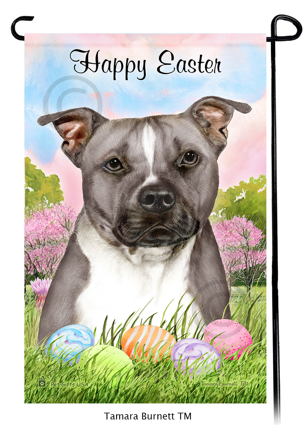 Pit Bull Happy Easter - Garden Flag