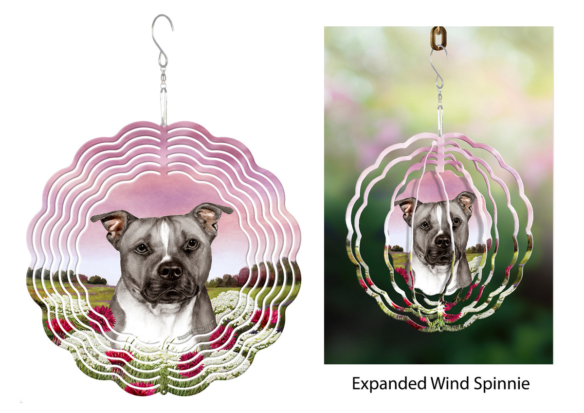 Pit Bull Blue And White Uncropped Wind Spinner