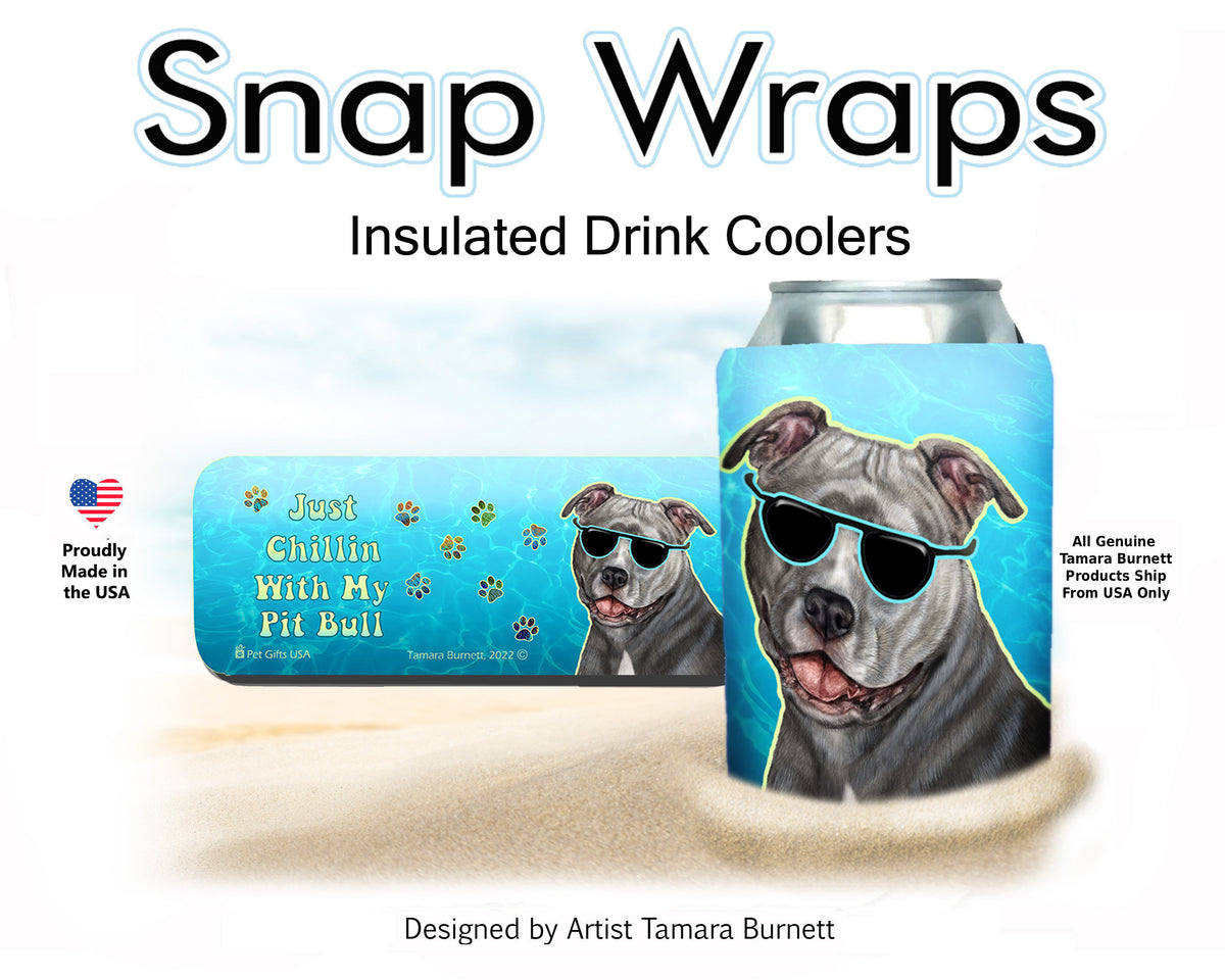 Pit Bull Blue and White Uncropped Snap Wrap Cozy