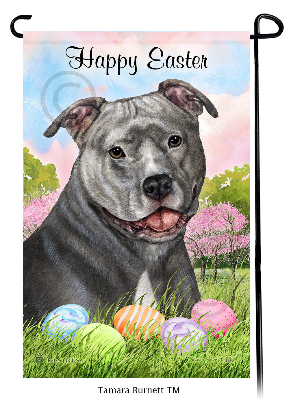 Pit Bull Happy Easter - Garden Flag