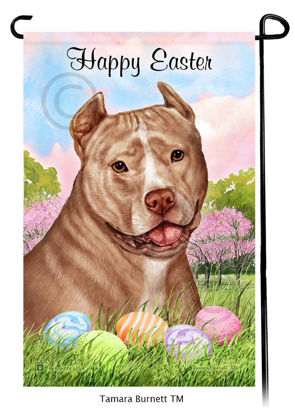 Pit Bull Happy Easter - Garden Flag