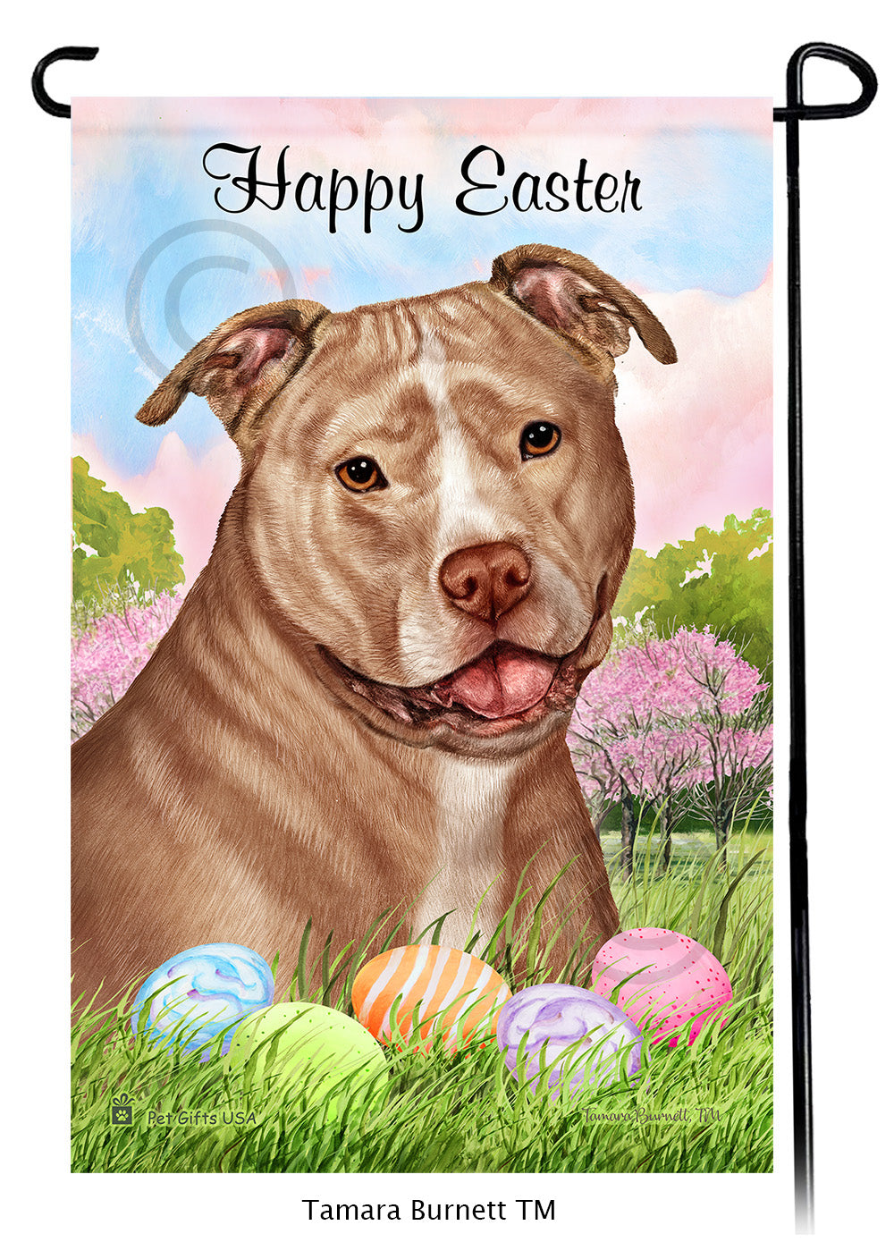 Pit Bull Happy Easter - Garden Flag