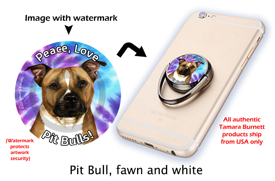 Pit Bull Brown and White Uncropped Phone Stand