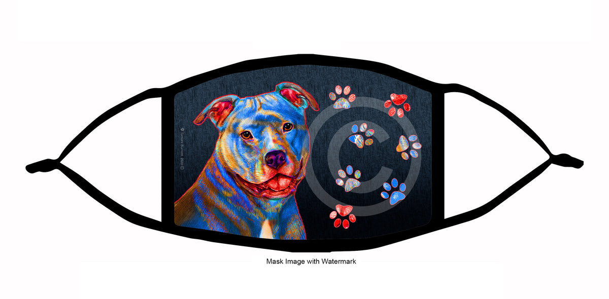 Pit Bull (Blue and White Natural Ears) Face Mask