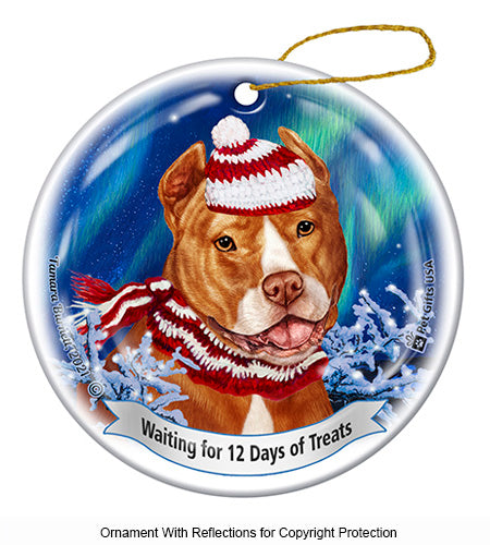 Pit Bull Cropped Orange and White Ornament