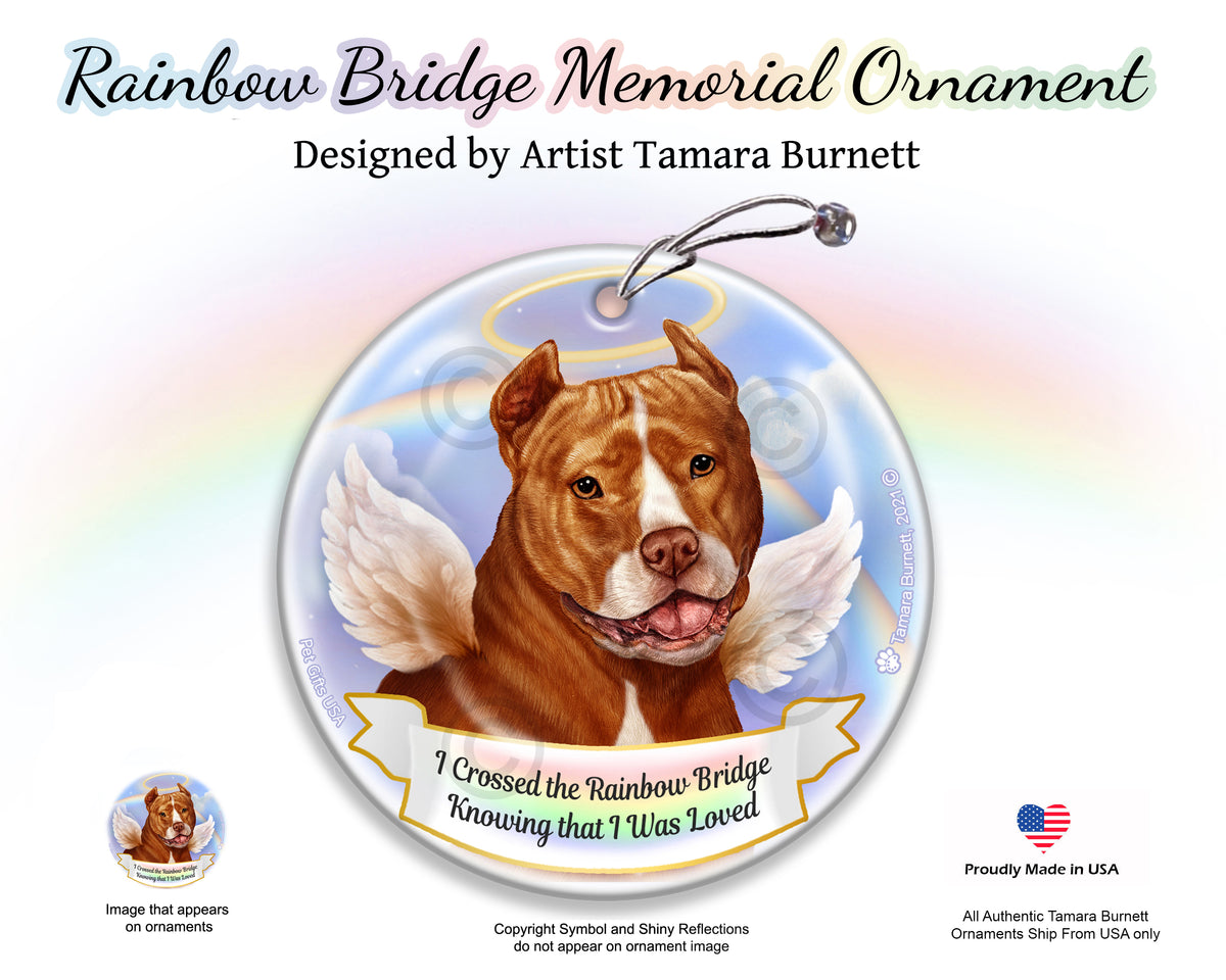 Pit Bull Cropped Orange and White Ornament