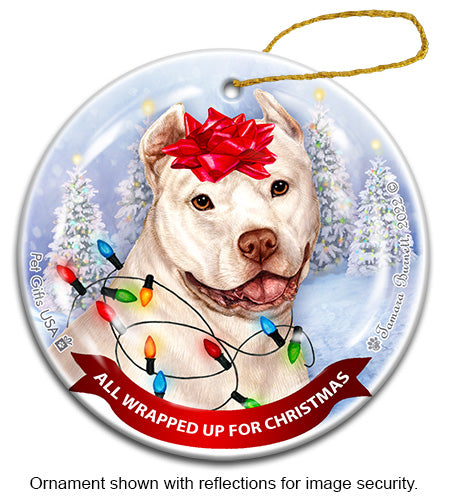 Pit Bull Cropped White Ornament