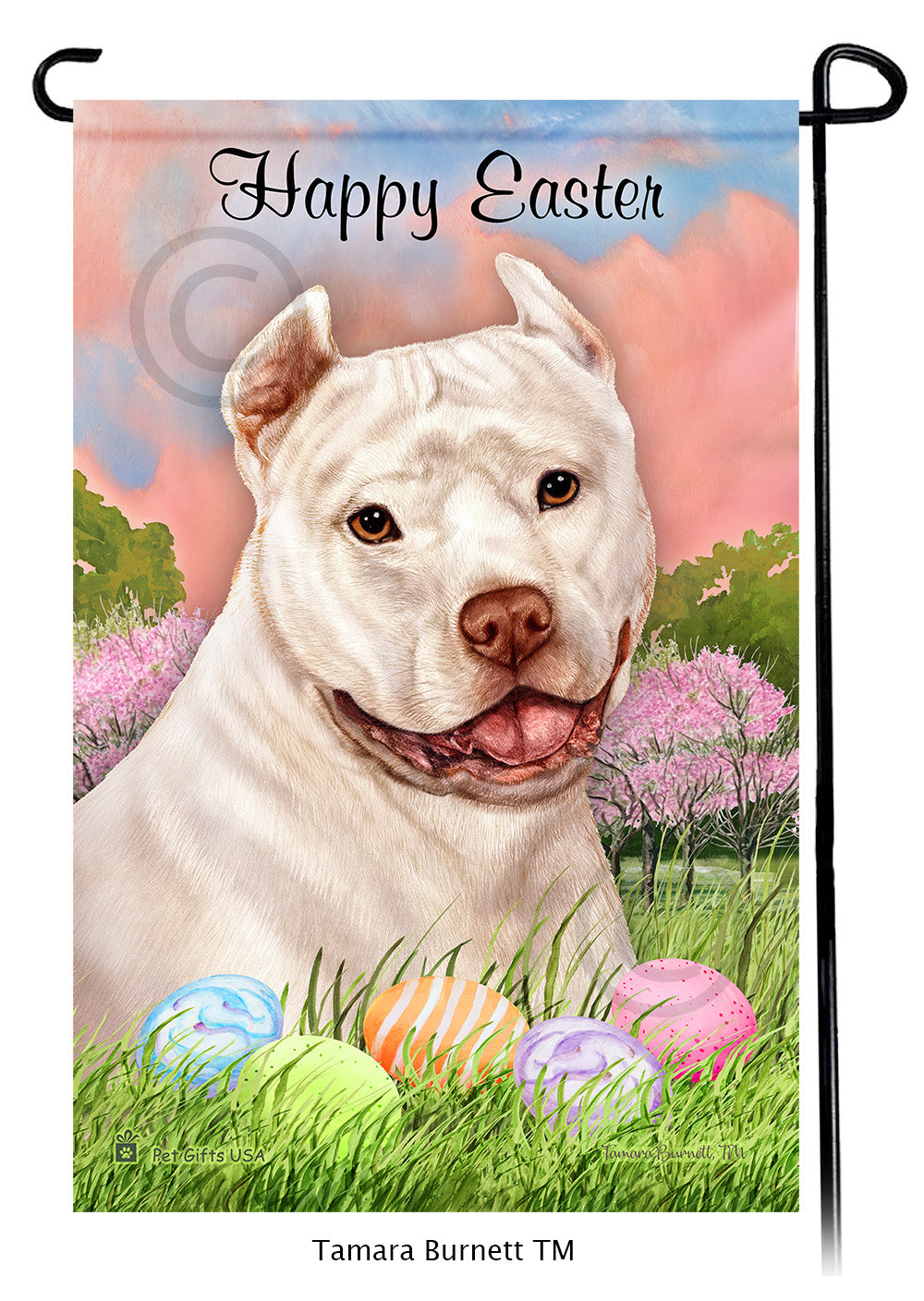 Pit Bull Happy Easter - Garden Flag