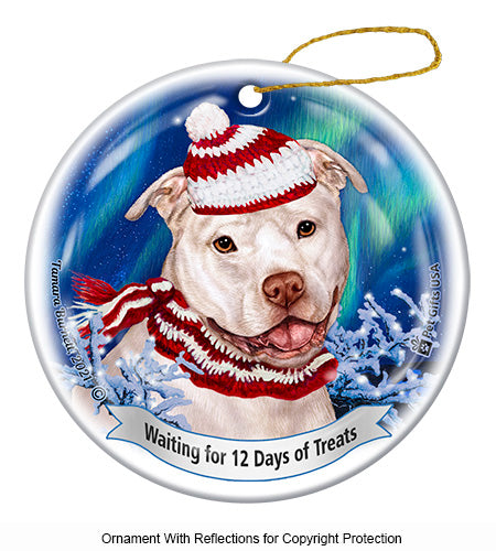 Pit Bull Uncropped White Ornament