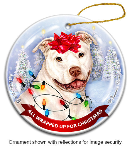 Pit Bull Uncropped White Ornament