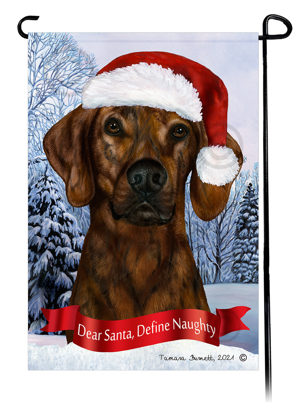 Plott Hound Dear Santa, Define Naughty - Garden Flag
