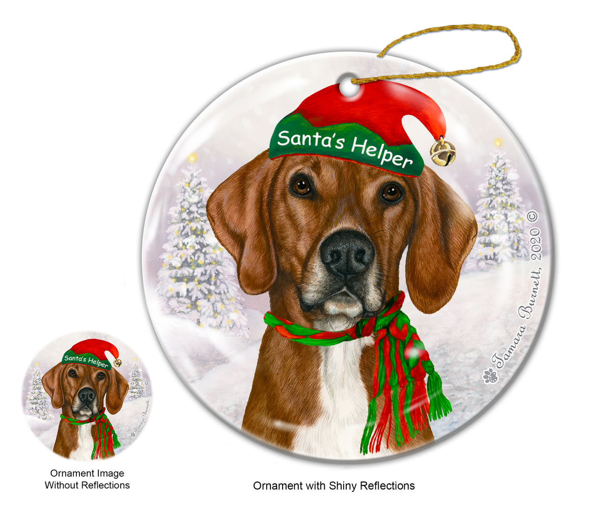 Plott Hound Red and White Ornament