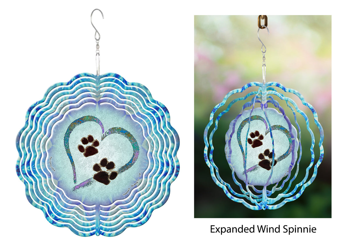 Blue Paw Marks On My Heart Wind Spinner