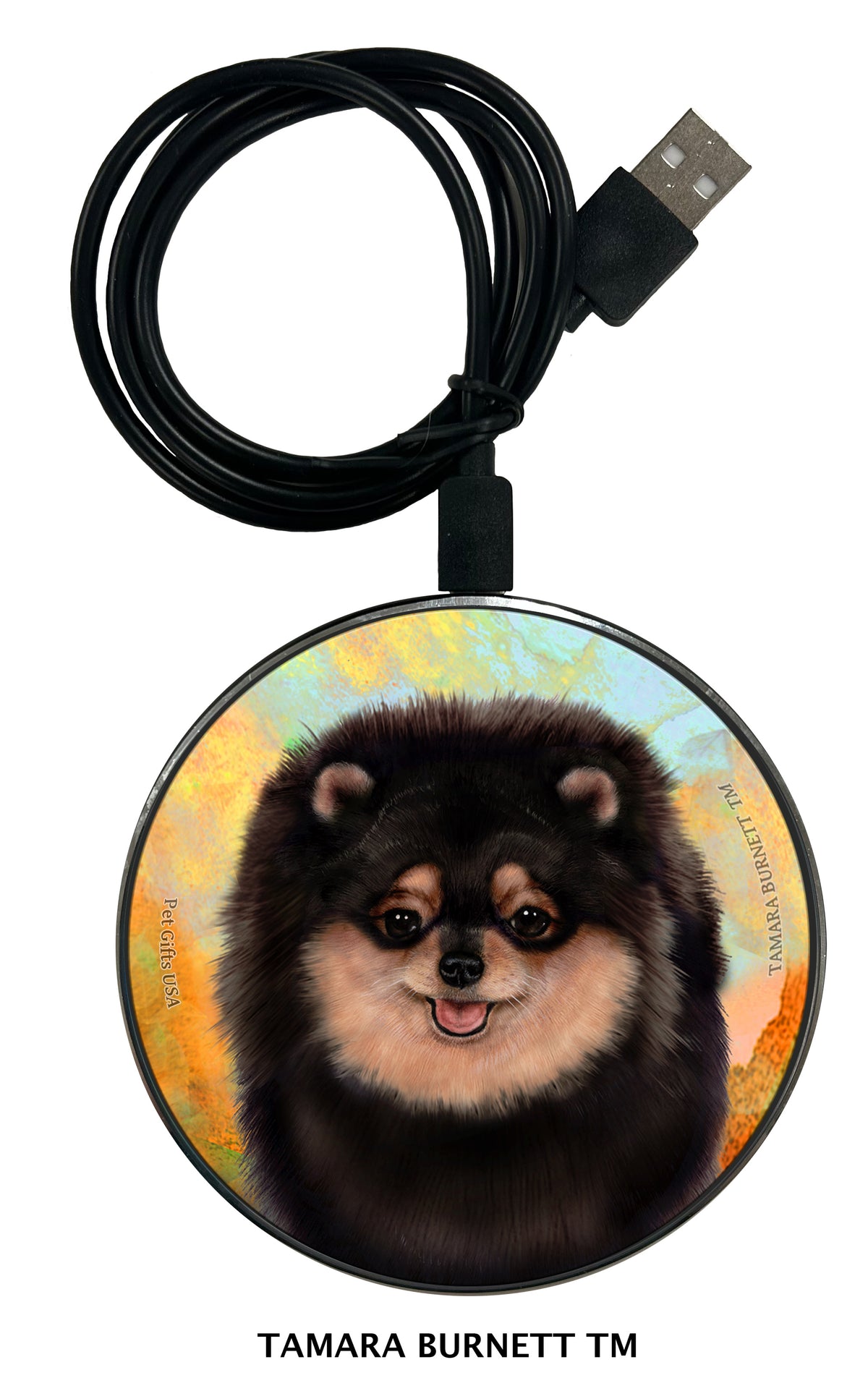 Pomeranian Black and Tan Zoomies Wireless Charger