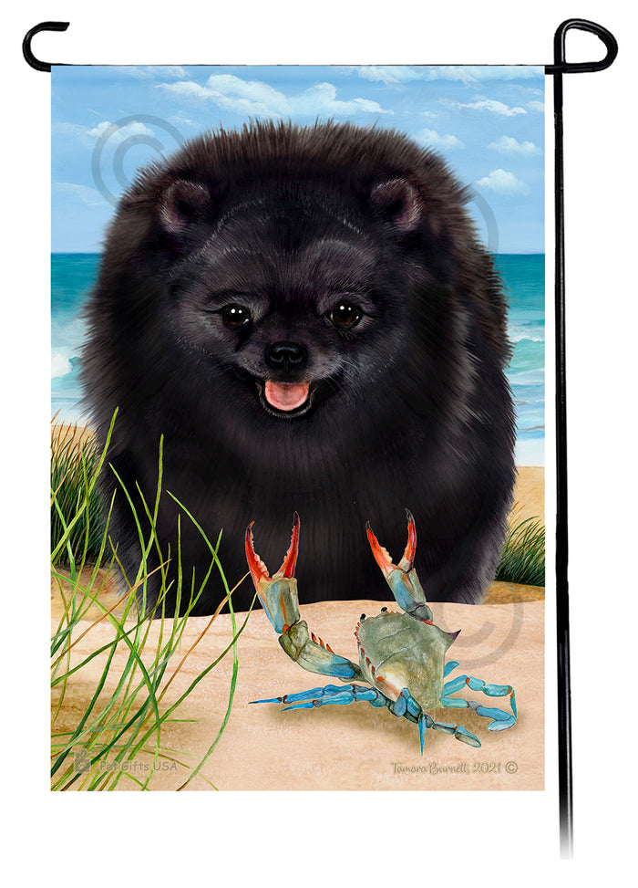 Pomeranian Summer Flowers Garden Flag