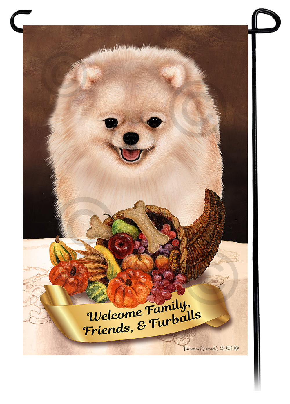 Pomeranian Thanksgiving - Garden Flag