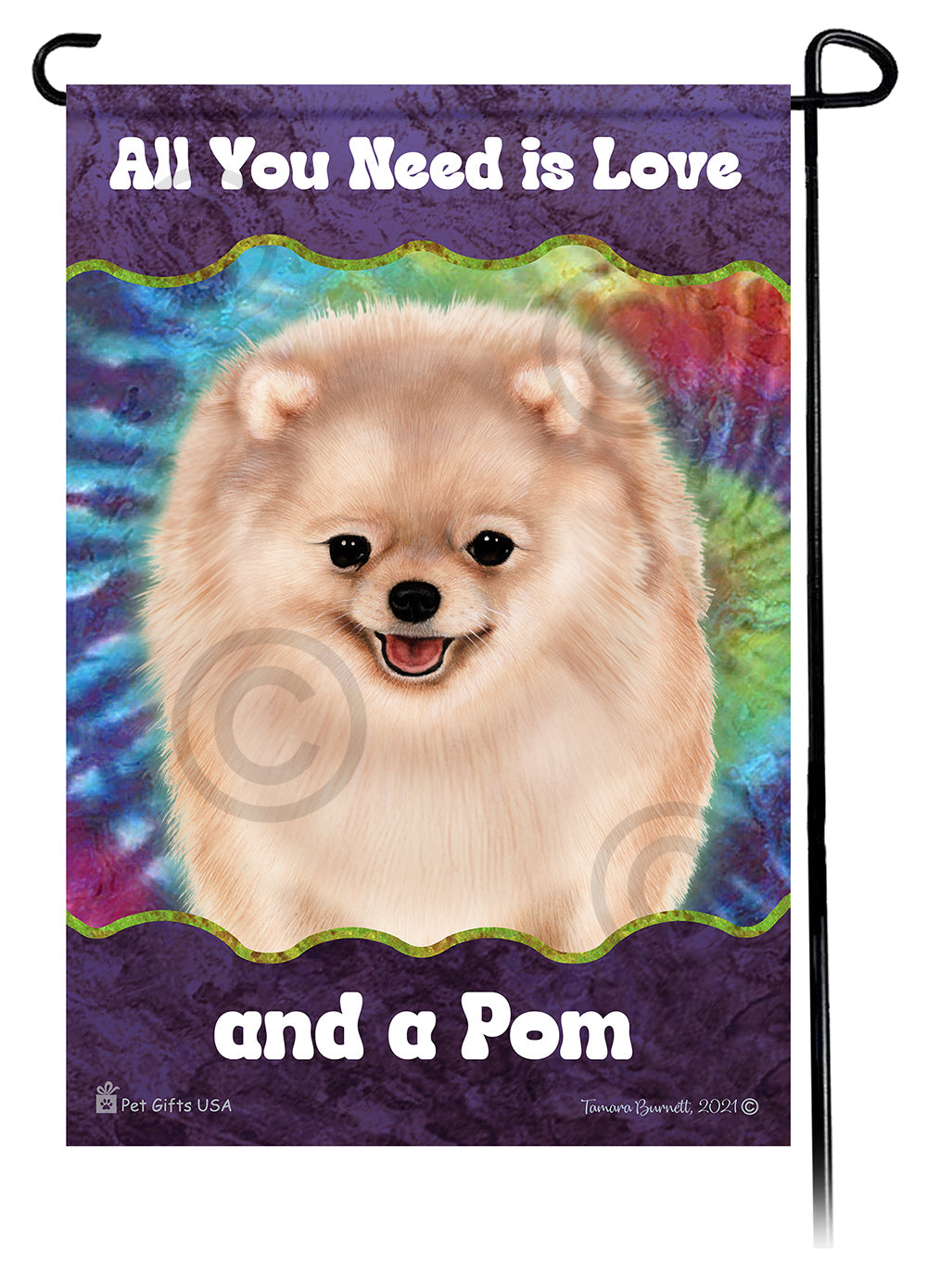 Pomeranian All You Need Is Love Garden Flag