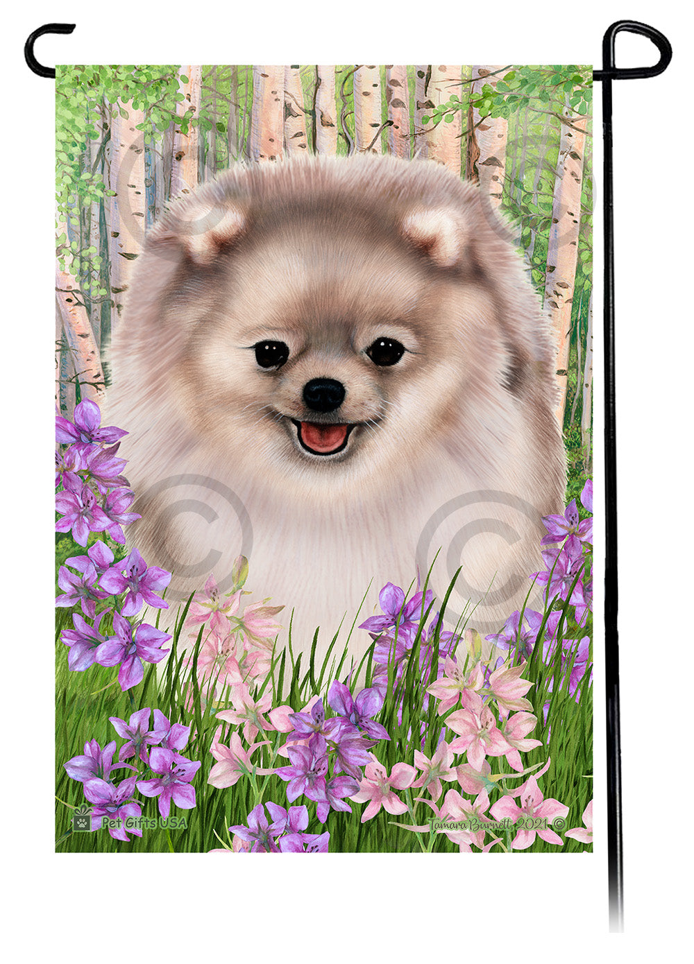 Pomeranian Spring Flowers - Garden Flag
