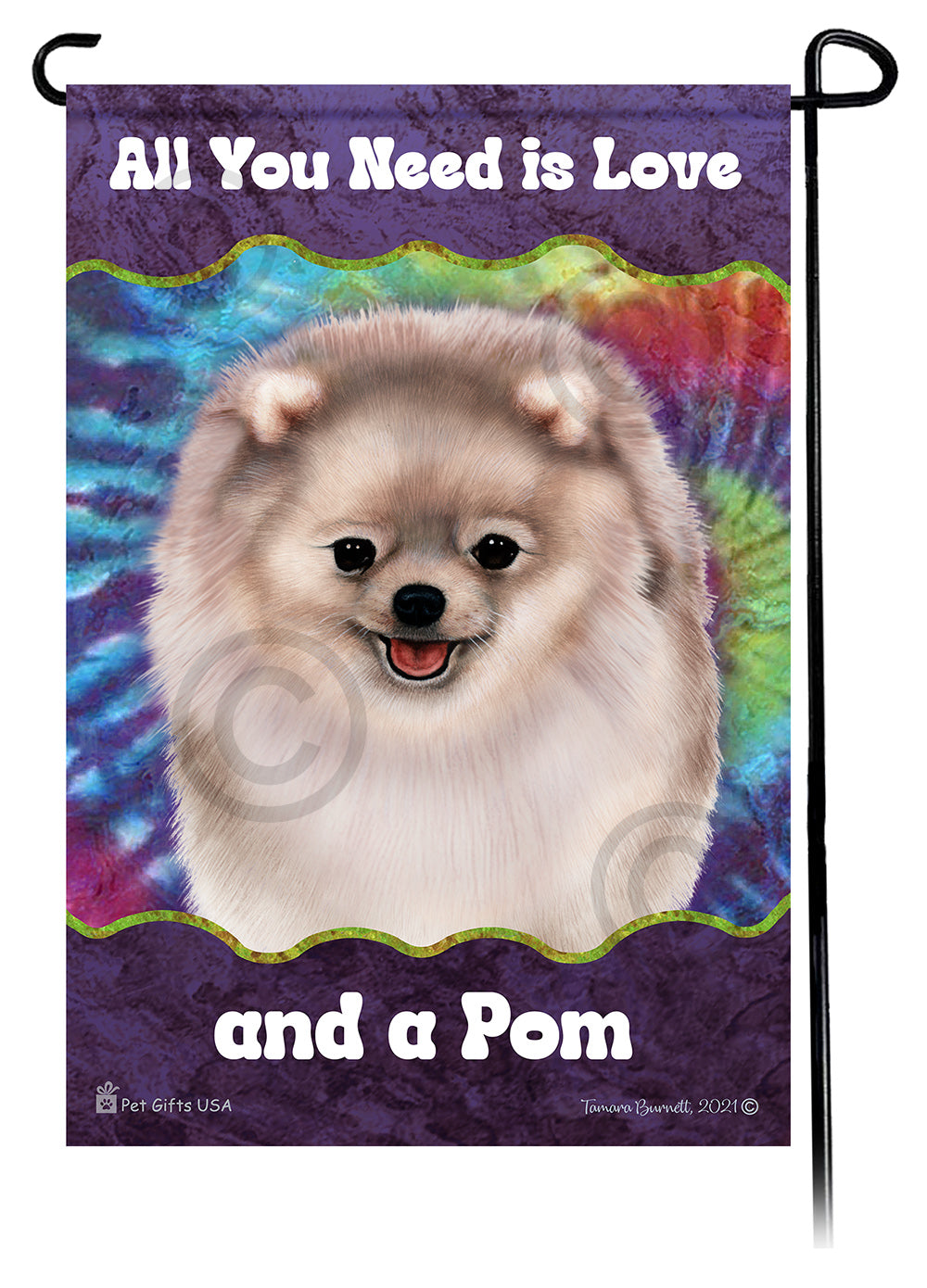 Pomeranian All You Need Is Love Garden Flag