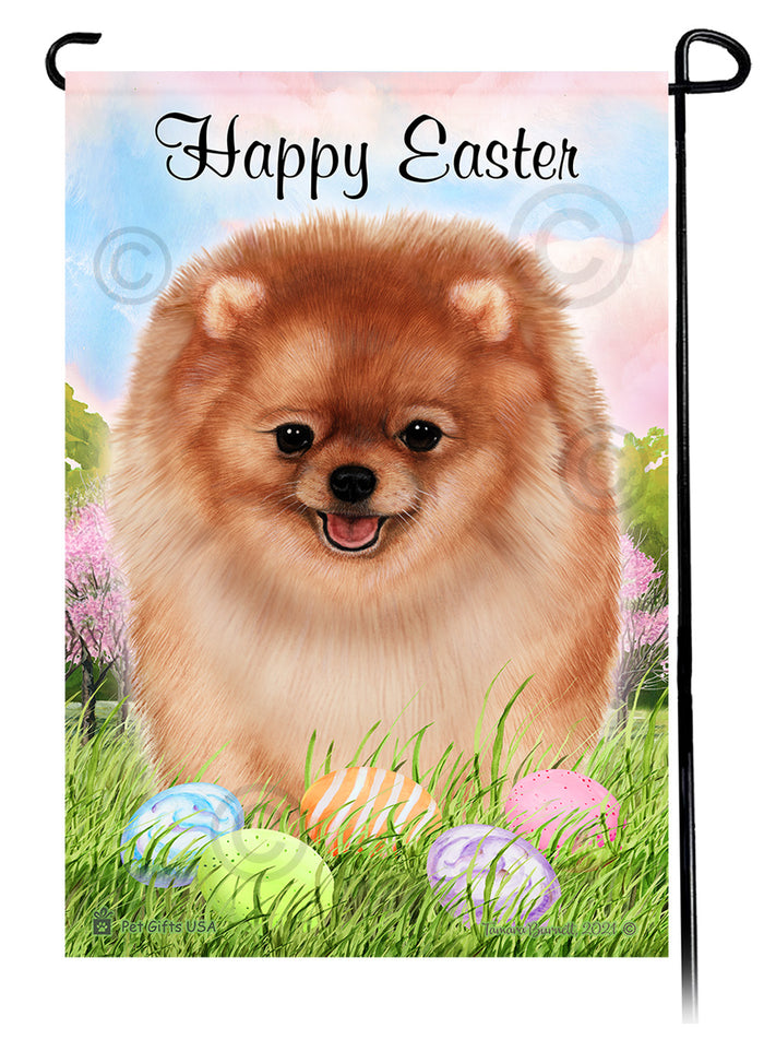Pomeranian Happy Easter Garden Flags