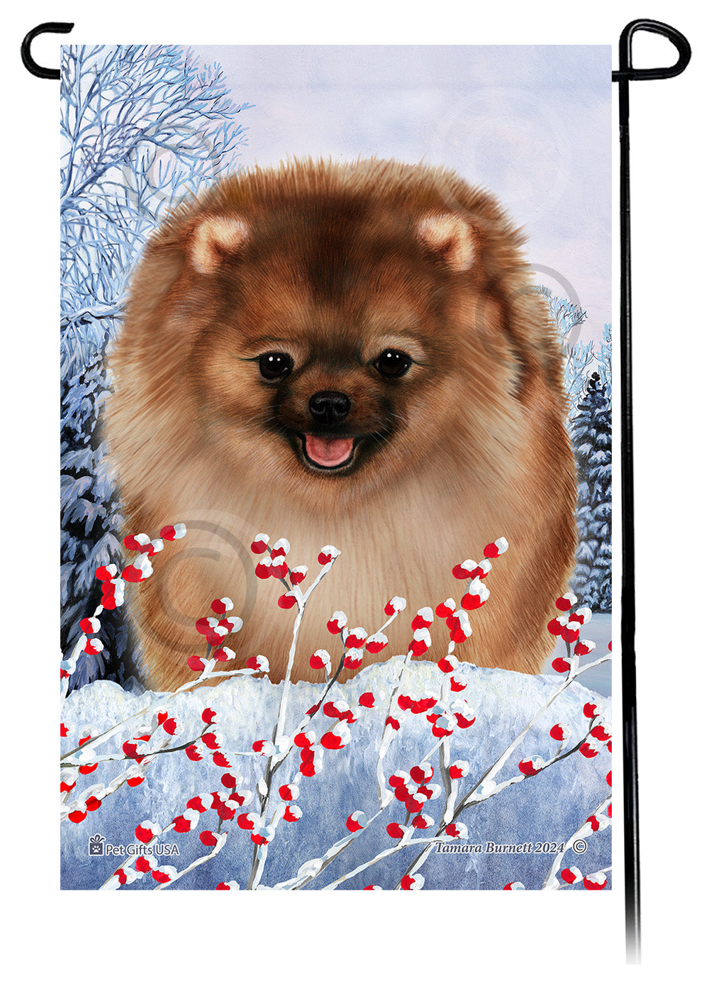 Pomeranian Winterberries - Garden Flag