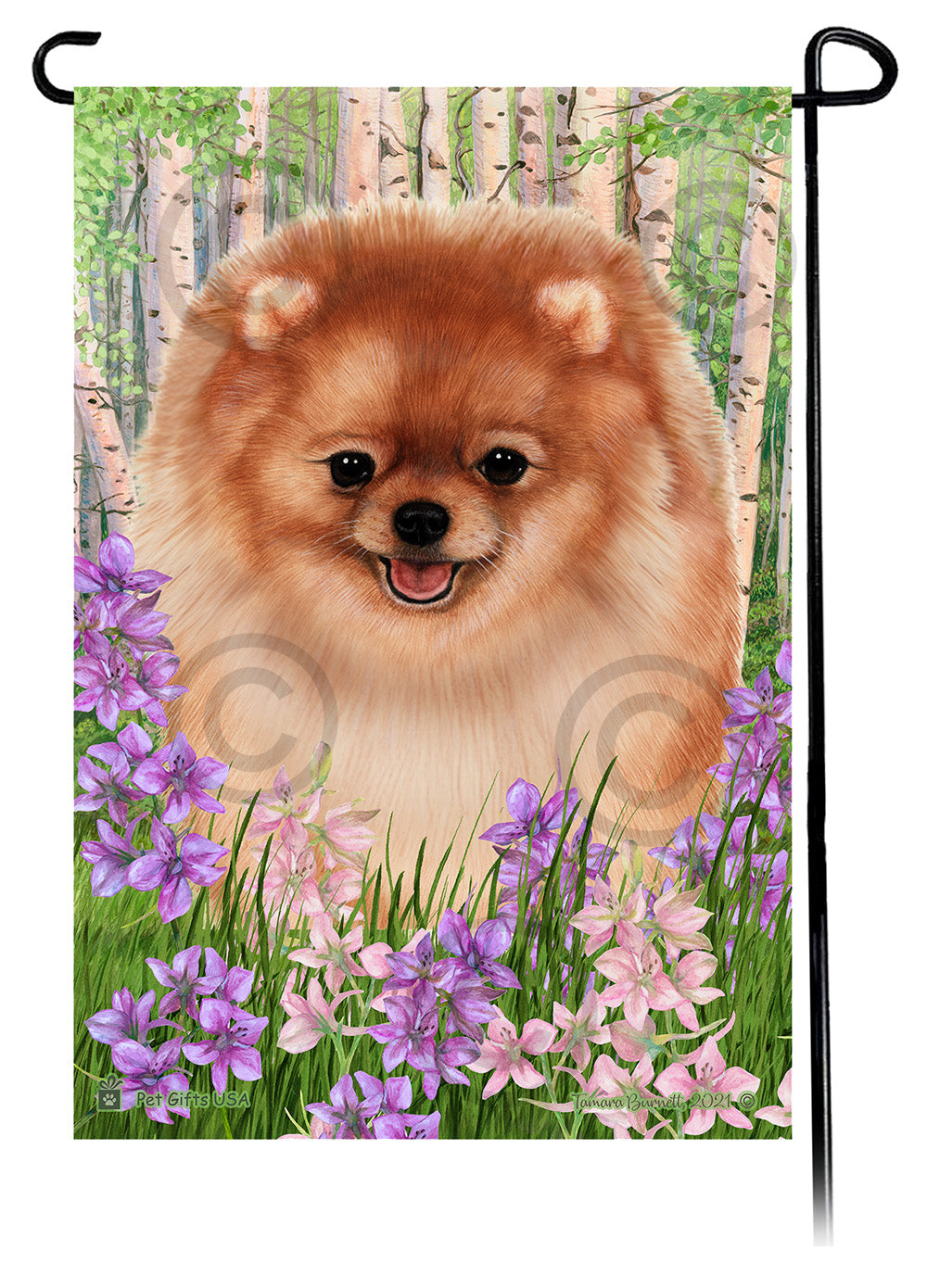 Pomeranian Spring Flowers - Garden Flag
