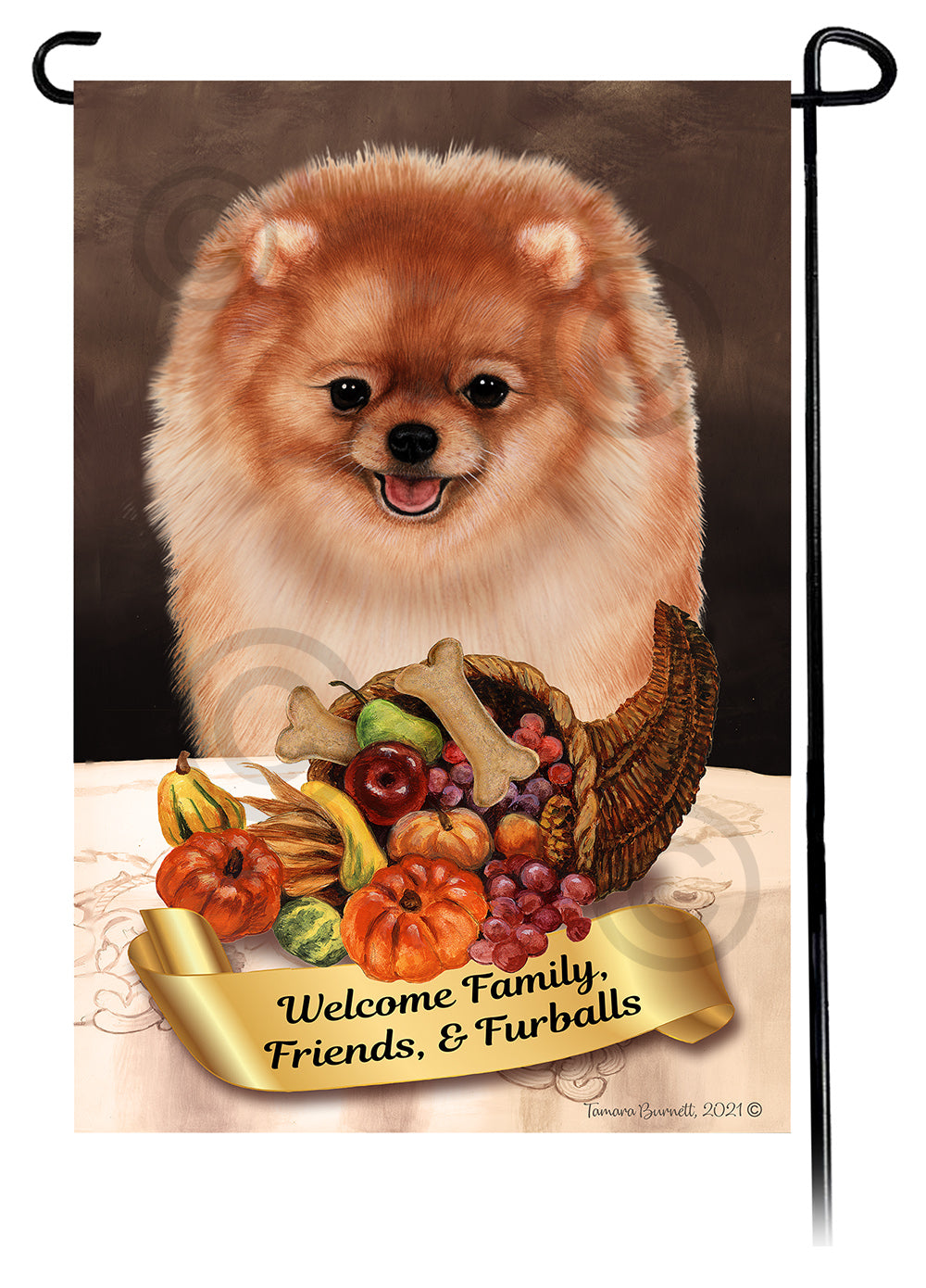 Pomeranian Thanksgiving - Garden Flag