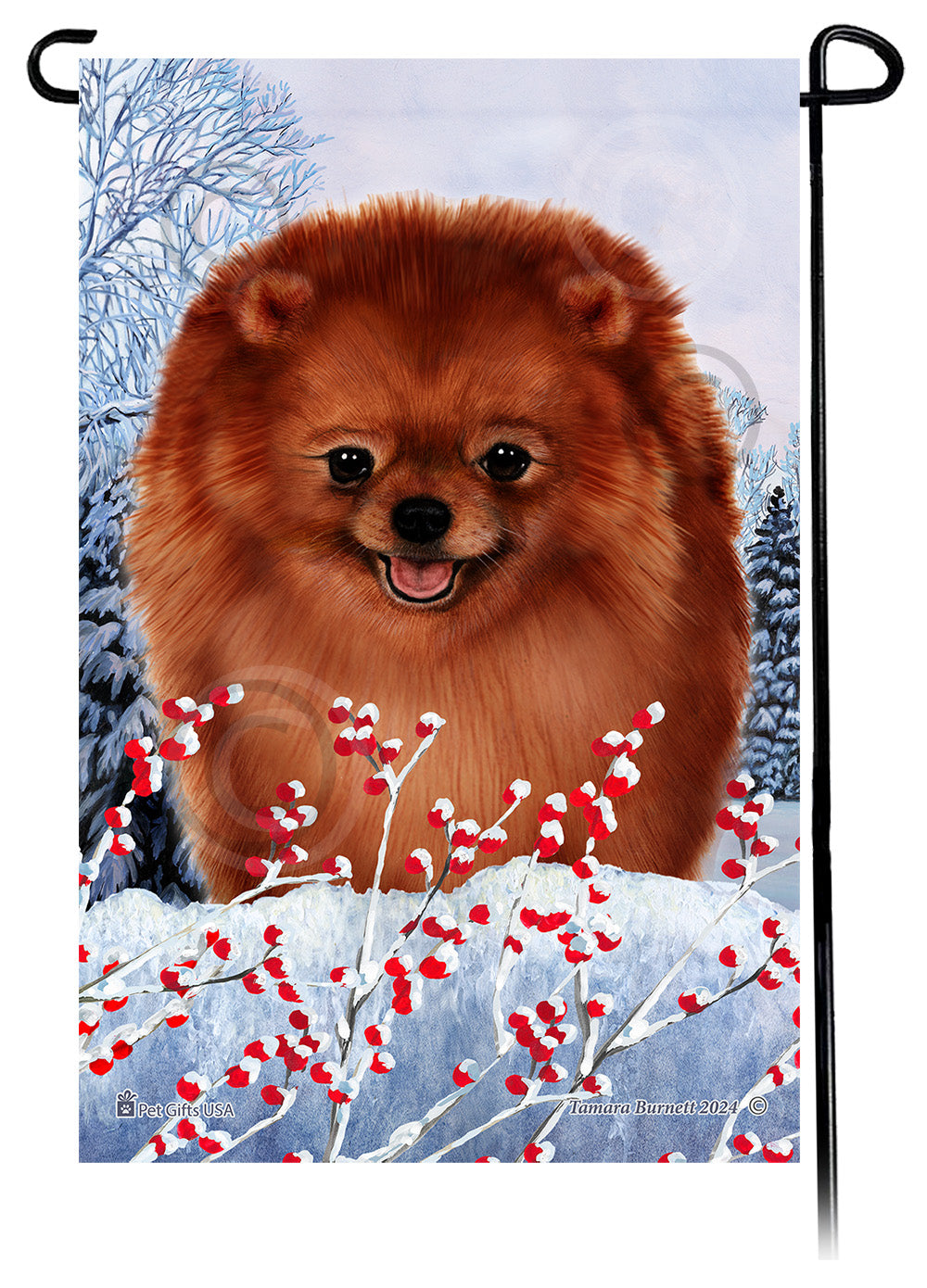 Pomeranian Winterberries - Garden Flag