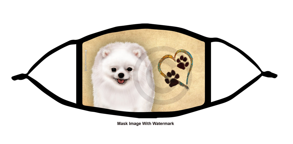 Pomeranian (White) Face Mask