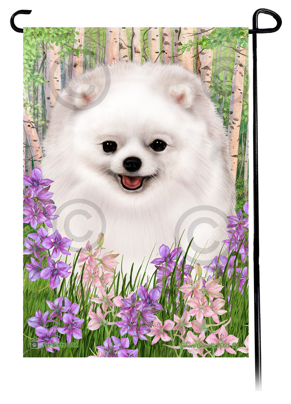 Pomeranian Spring Flowers - Garden Flag