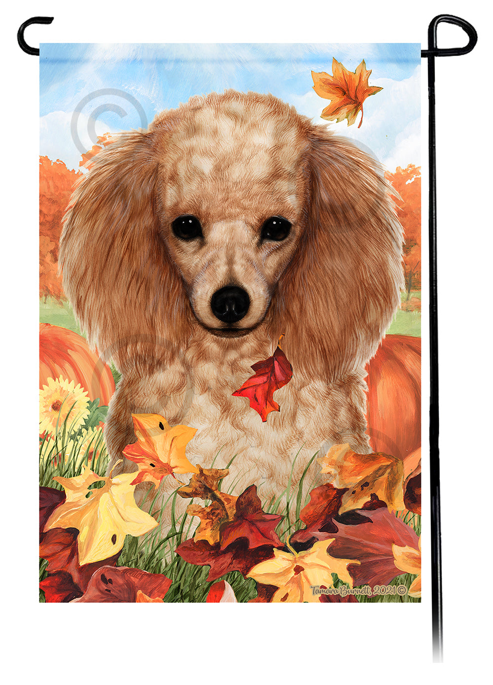 Poodle Falling Leaves Garden Flags