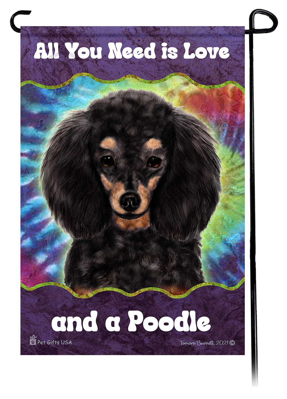 Poodle All You Need Is Love Garden Flag