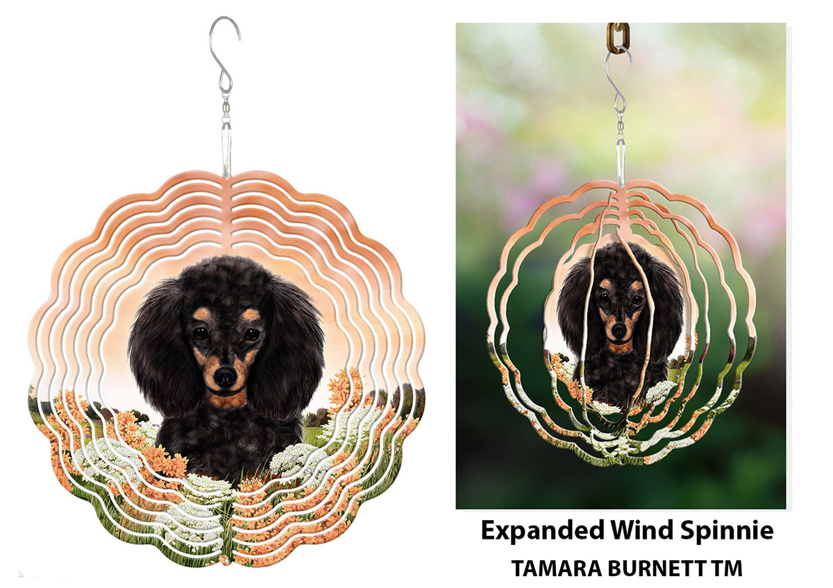 Poodle Black and Tan Wind Spinner
