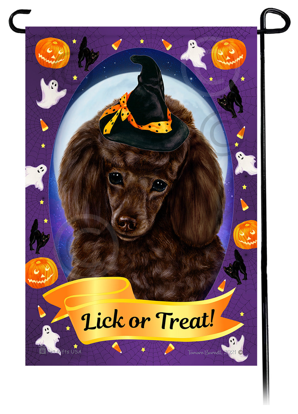 Poodle Halloween Howls - Garden Flag