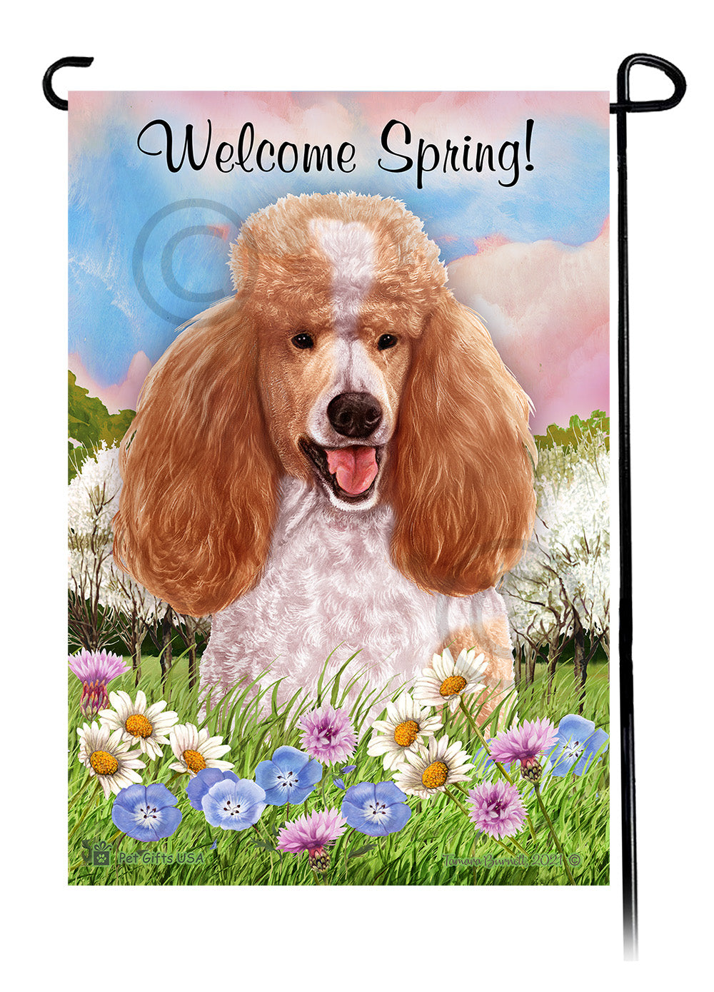 Poodle Welcome Spring - Garden Flag