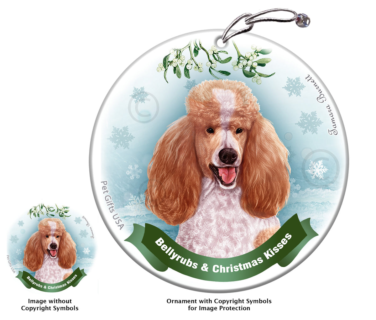 Poodle Standard Apricot and White Ornament